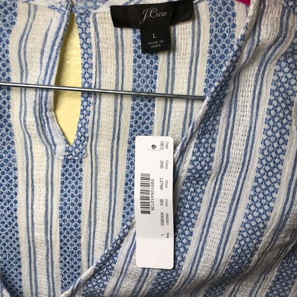 J. Crew Romper short Cotton Blue White Stripe Vacation Beach size L - Picture 6 of 11